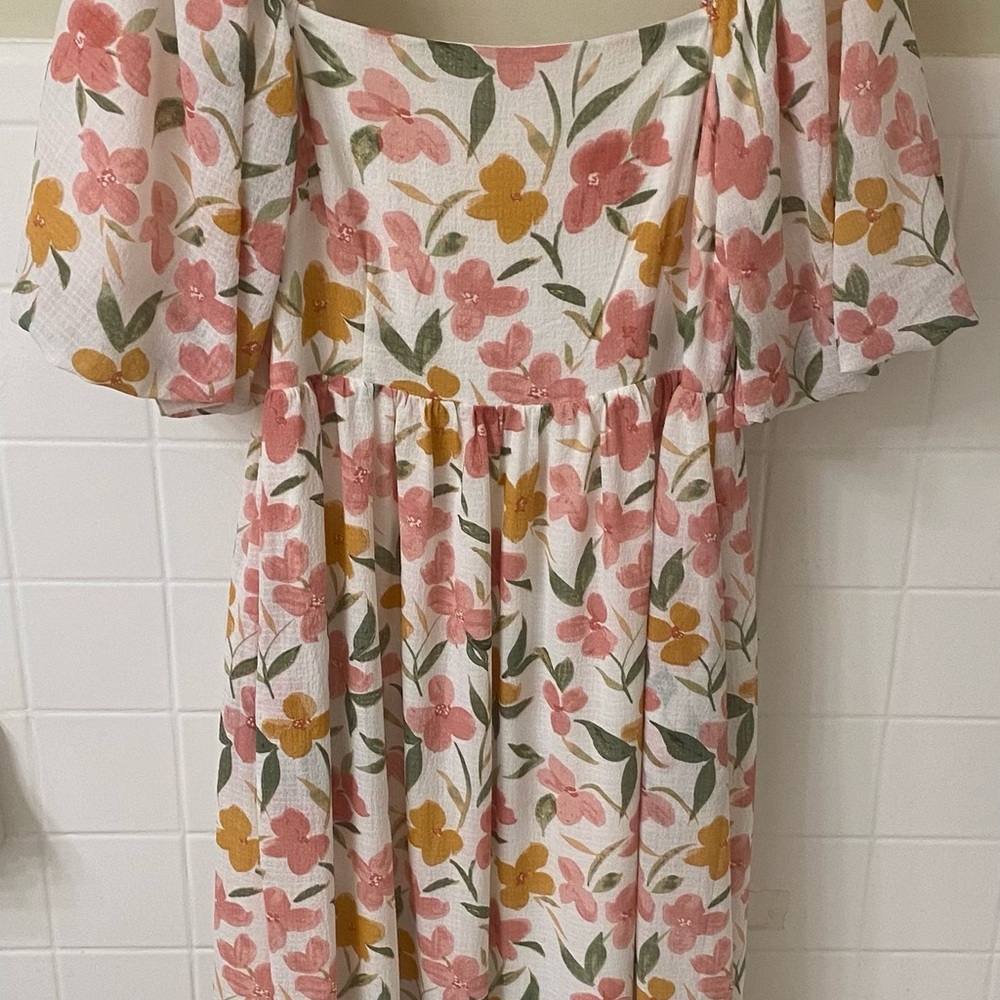 Floral Kids Dress in Pink and Yellow